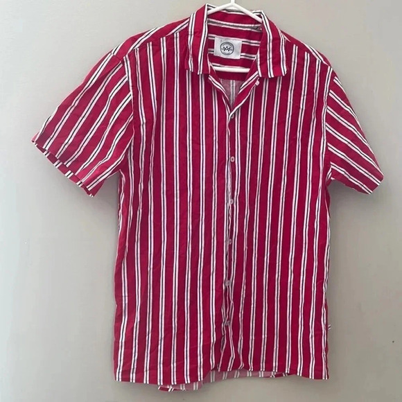 NWOT [L] Krostadt  Red Straps Men SS Shirt - Picture 2 of 5